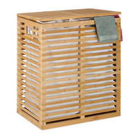WÄSCHEKORB - Hellbraun, Holz/Textil (53/61/35cm) - Relaxdays