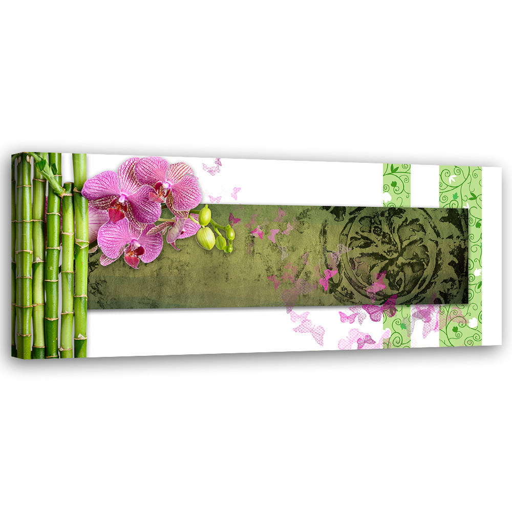 WANDBILD orchidee und bambus - Grün, Textil (90/30cm) - Feeby