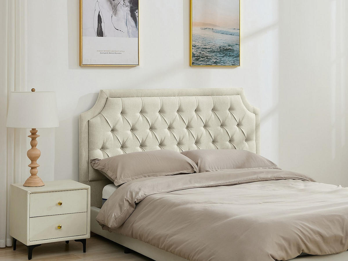 POLSTER-BETTKOPFTEIL - 170 cm - Stoff - Beige - JOHENE - Beige, Textil (170/110/8cm) - Vente-Unique