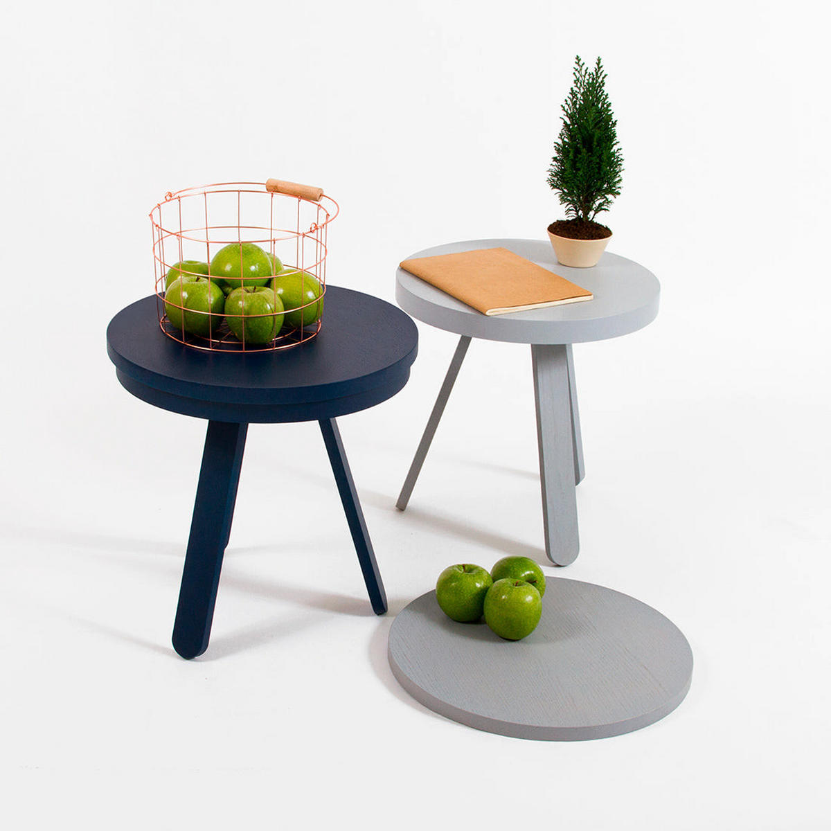 BEISTELLTISCH Batea S mit Tablett - Blau, Holz (42/42/42cm) - Woodendot