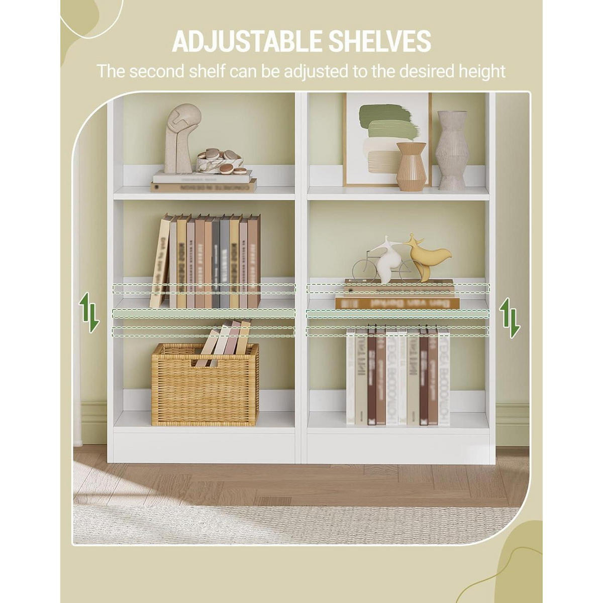 BÜCHERREGAL 6-stöckig Weiß 24 x 50 x 183 cm - Weiß, Holzwerkstoff (50/183/24cm)