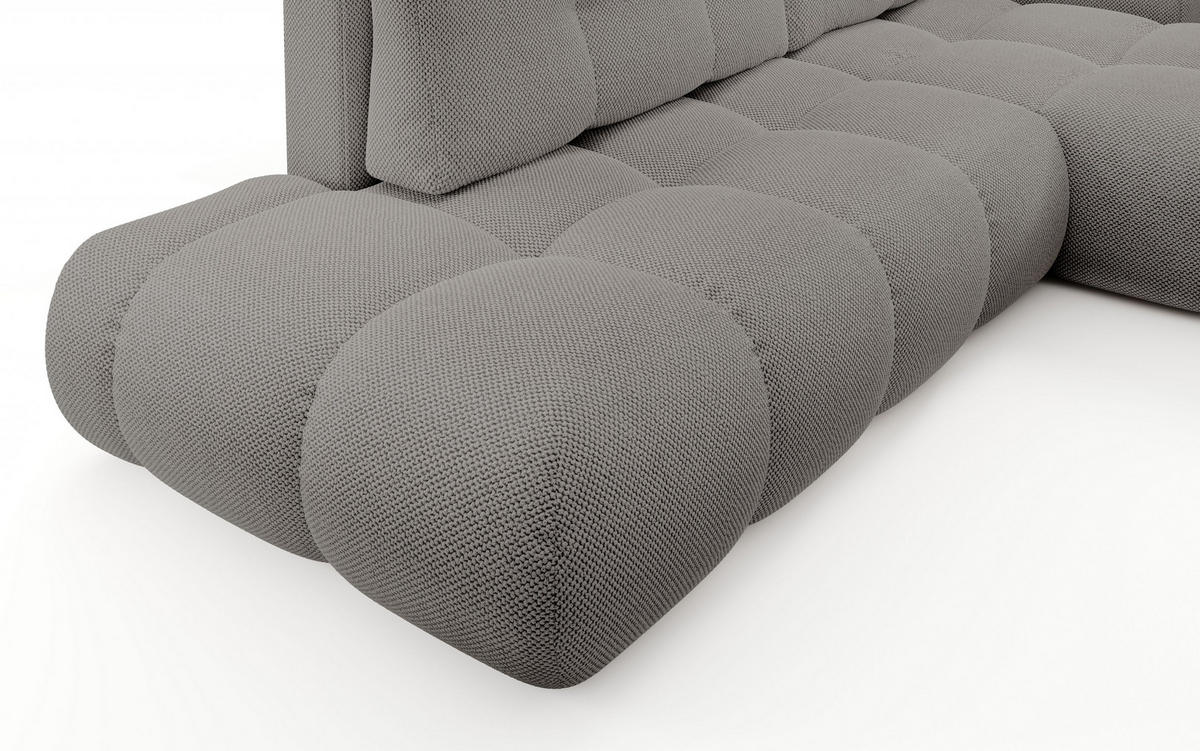 ECKSOFA DUCA R-S Grau Jersey mit Schlaffunktion - Grau, Holz (266.5/266.5cm) - MASSENO