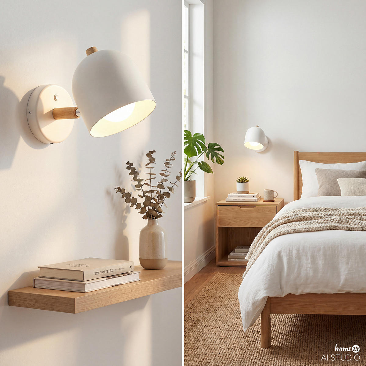 AKKU-WANDLEUCHTE - 3-Stufen-Dimmer - inkl. Fernbedienung - Weiß, Metall (12/15/25cm) - home24