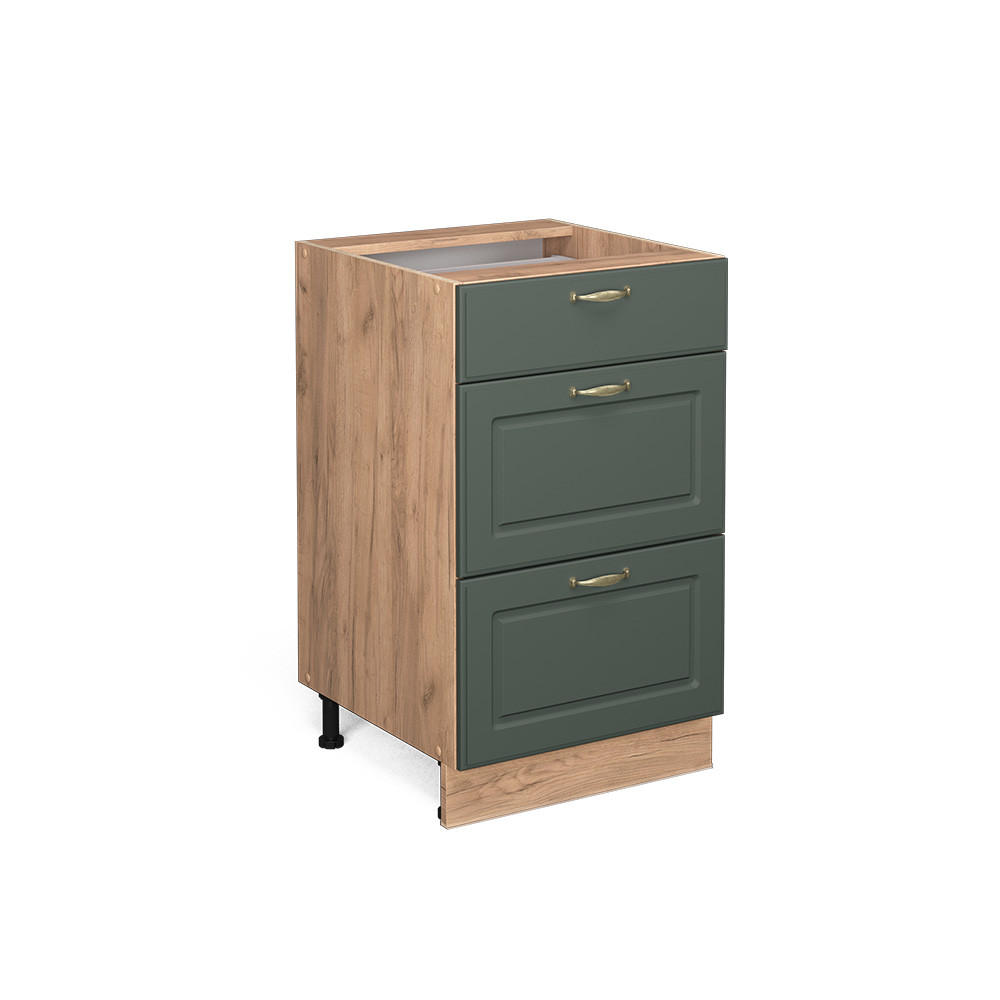 KÜCHENUNTERSCHRANK Fame-Line Grün-Gold Landhaus 50 cm ohne AP - Eiche Wotan/Grün, Holzwerkstoff (50/82/51.6cm) - Vicco