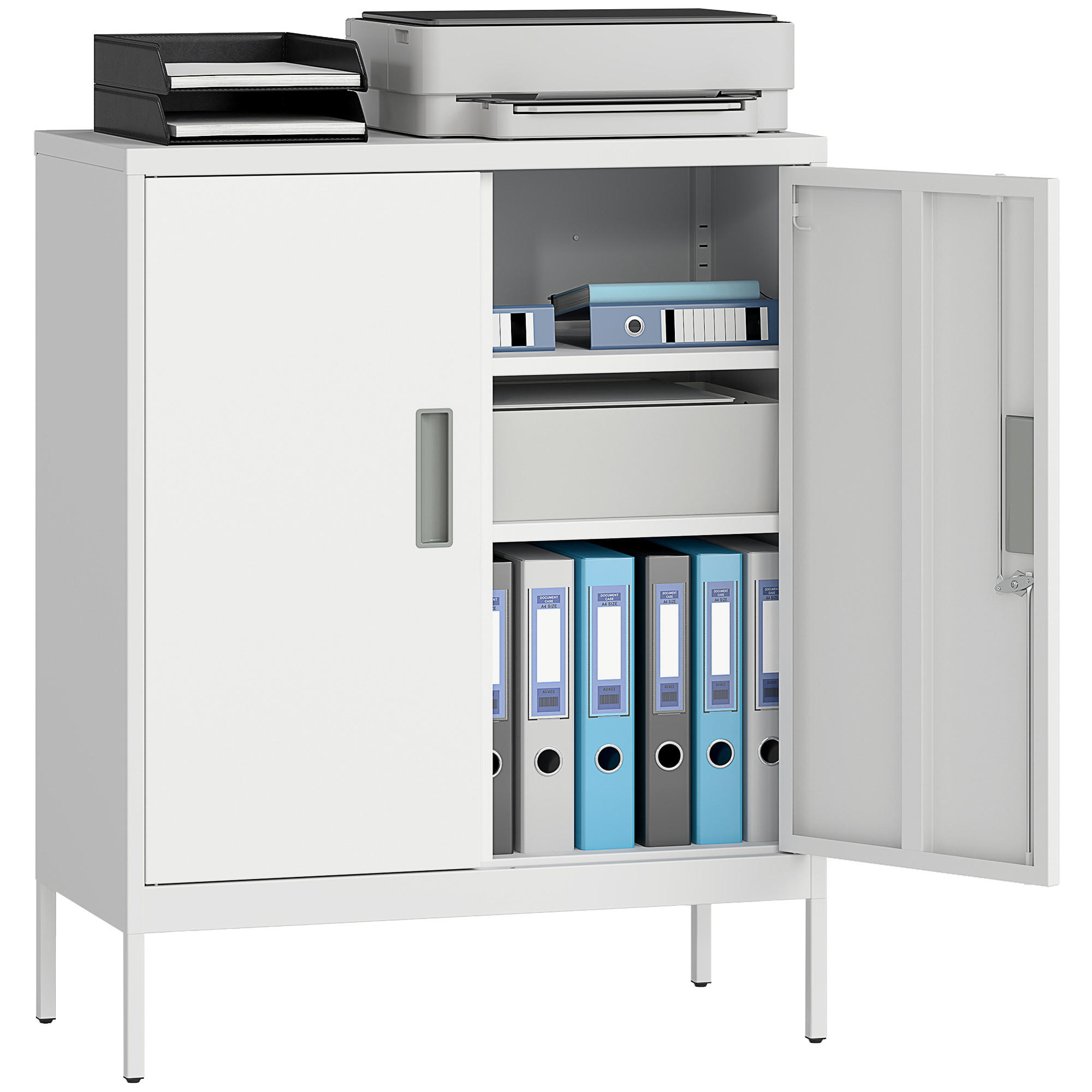 AKTENSCHRANK DE-09869 Weiß - Weiß, Metall (80/100/40cm) - ComfortXL