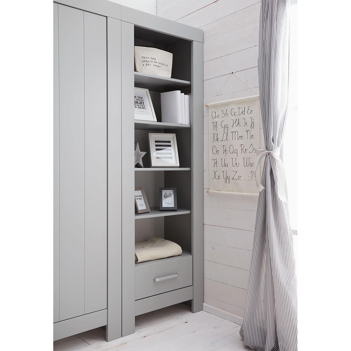 KNIHOVNA šedá - šedá, kompozitní dřevo (69.8/204.8/45cm) - Petits-meubles