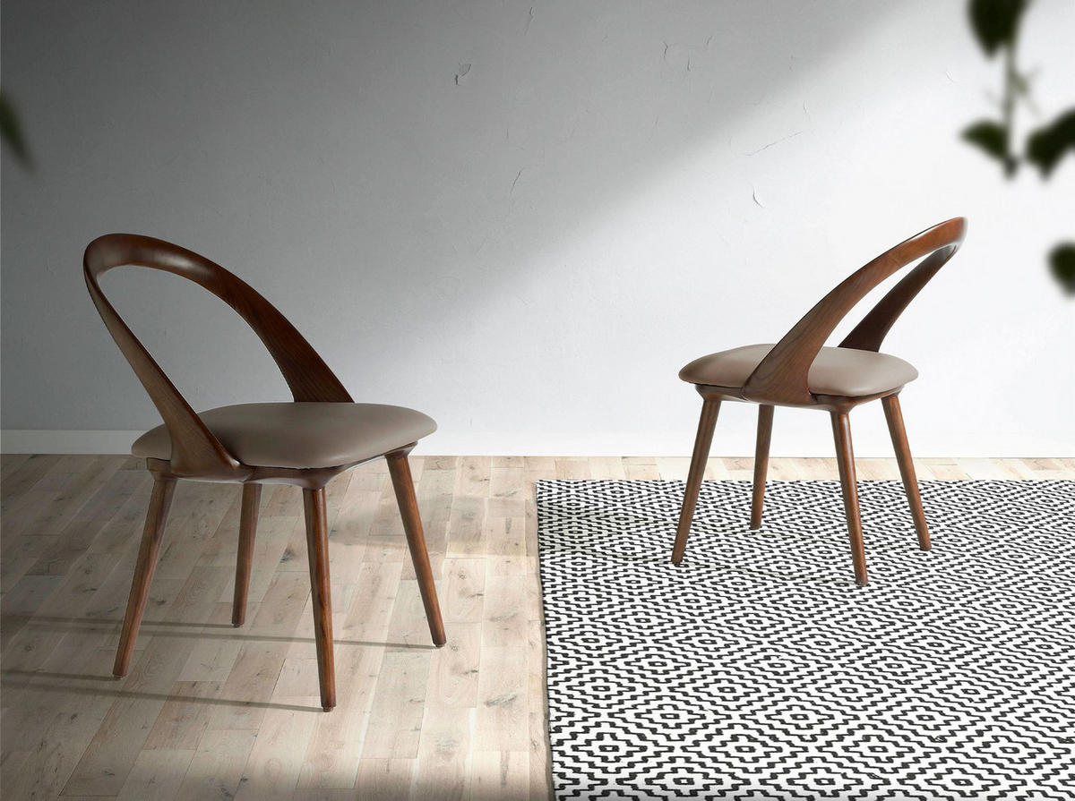 STUHL Walnuss und Nerzfarben 53/59/78 cm - Taupe/Fango, Leder/Holz (53/78/59cm) - ANGEL CERDA