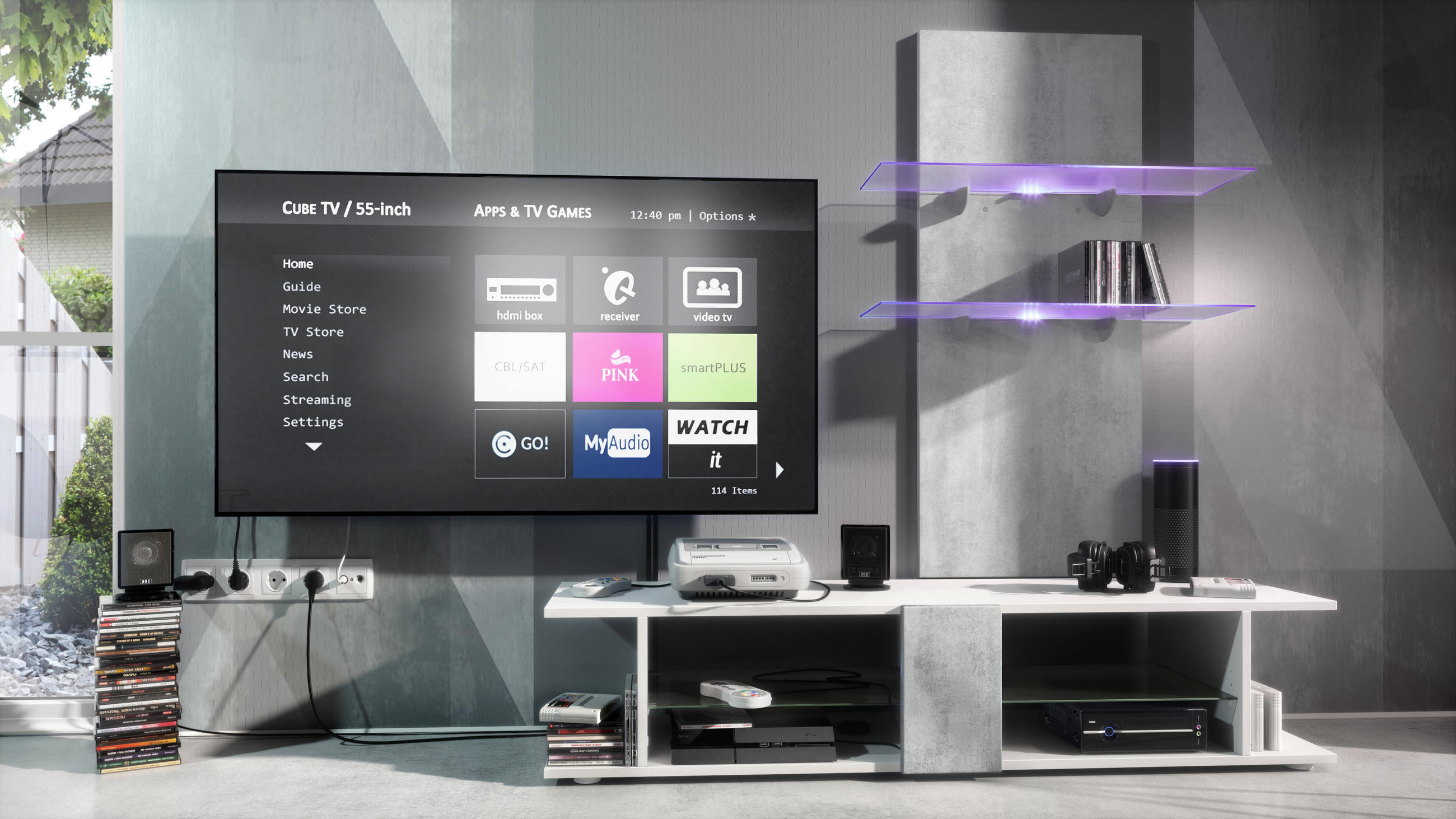 WANDREGAL Faro Beton Oxid Optik - Hellgrau, Holzwerkstoff (70/110/21cm) - Vladon