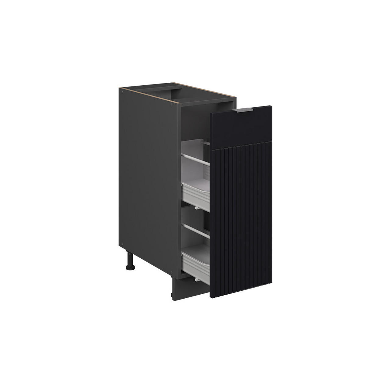 APOTHEKERSCHRANK Fame-Line, Schwarz gestreift, 30 cm, AP Eiche - Anthrazit/Schwarz, Holzwerkstoff (30/82/60cm) - Vicco