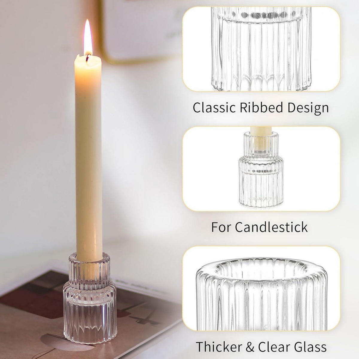 KERZENSTÄNDER 10er Set Glas Transparent 6 cm - Transparent, Glas (3.5/7/3.5cm)