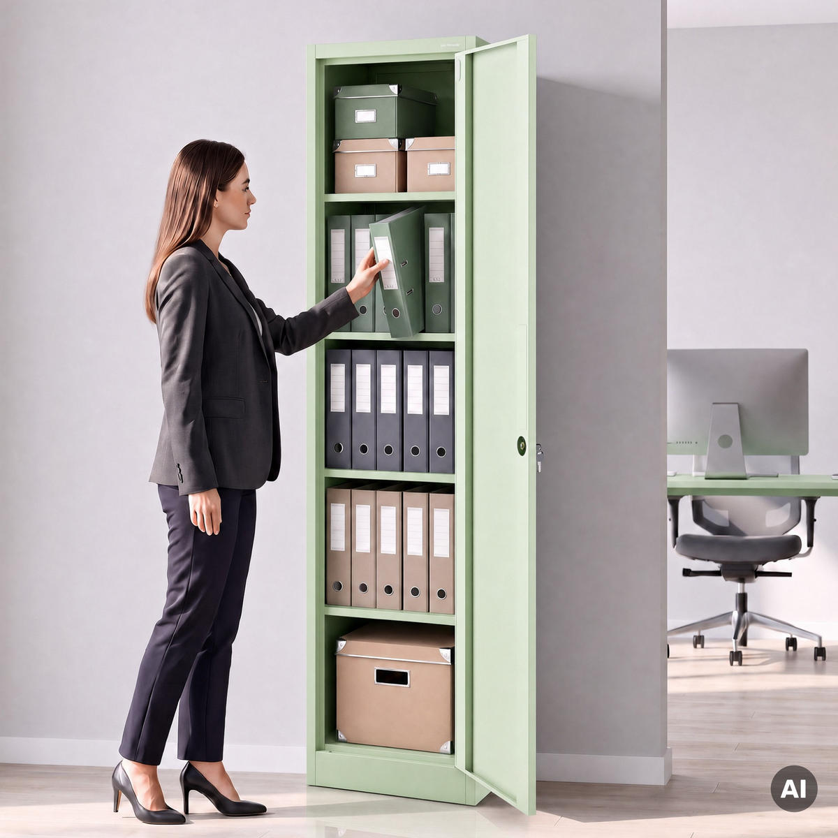 BÜRO Aktenschrank ALEX Fresh Style - Grün, Metall (45/185/40cm) - Jan Nowak