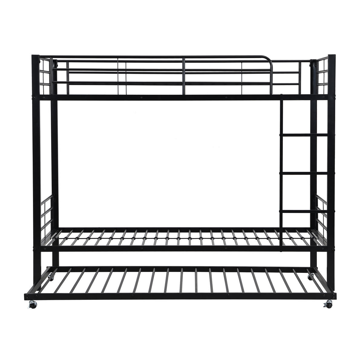 ETAGENBETT Etagenbett mit Ausziehbett Schwarz - Schwarz, Metall (90/200cm) - ComfortXL