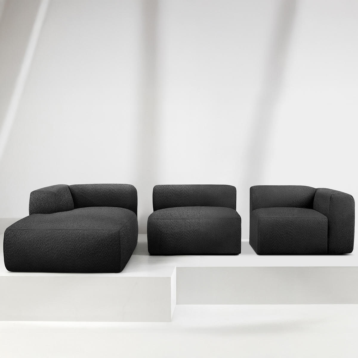ECKSOFA LINKS BUFFO, Dunkelgrau - Dunkelgrau, Holz/Holzwerkstoff (285/176cm) - KONSIMO®