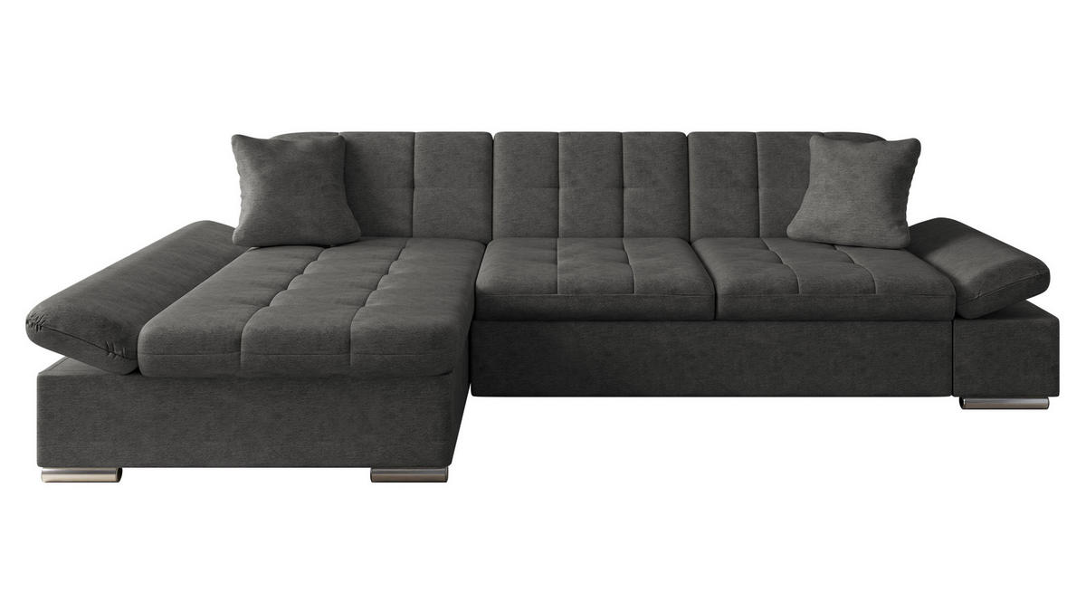 ECKSOFA Malwi, Seite: Links - Silberfarben/Grau, Holz/Textil (278/161cm) - MIRJAN24