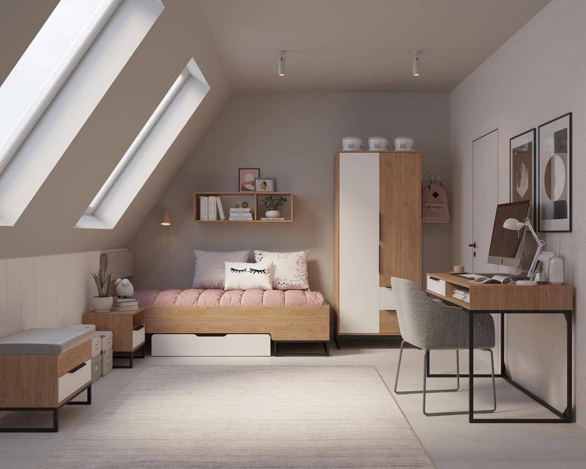 TRUHE Kind Hickory, Weiß, mit Schublade - Schwarz/Braun, Holzwerkstoff (59/41/41cm) - Bettso