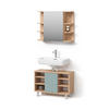BADMÖBEL-SET Fucino Grün 2 Teile, Unterschrank 80 cm - Eiche Wotan/Grün, Holzwerkstoff (60/54/32cm) - Livinity®