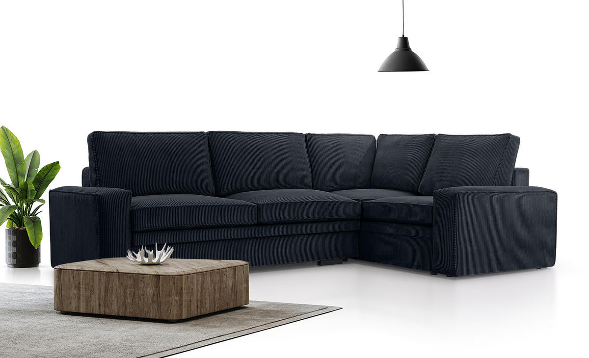 ROHOVÁ SOFAS FJORDI s funkcí spaní, Černá - černá, textil (296/196cm) - Fedve