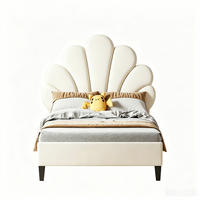 POLSTERBETT 90x200, einzelbett, Bettgestell 90 x 200 mit Muschelförmiges Kopfteil, Lattenrost, Samt, beige - Beige, Textil (90/200cm) - GENKI LIVING