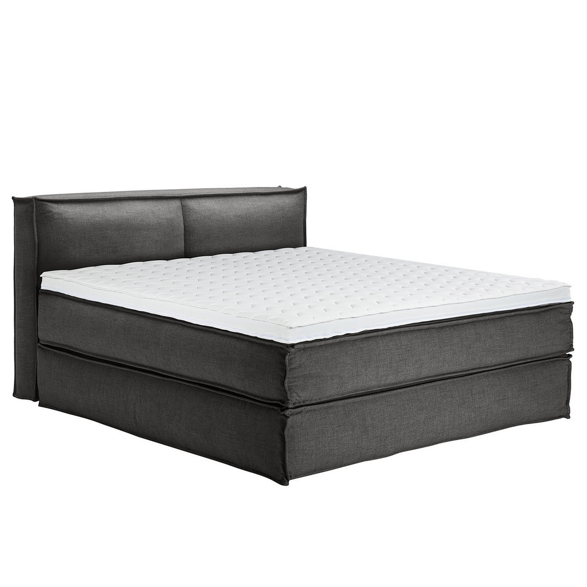 BOXSPRINGBETT mit Kopfteil - Premium - Anthrazit, Textil (180/220cm) - home24
