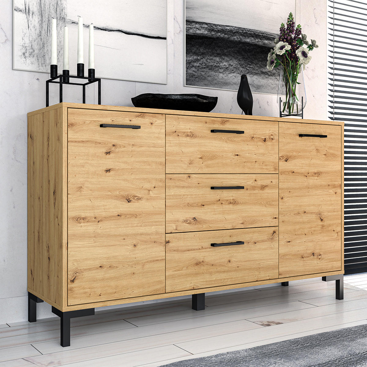 SIDEBOARD Liora Holz - Braun, Holzwerkstoff (138/83/40cm) - Petits-meubles