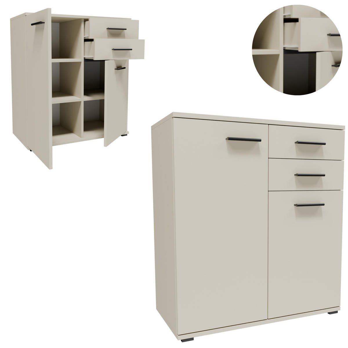 KOMMODE CR3-KD2 Kaschmir 69/34/73,5 cm - Kaschmir, Holzwerkstoff (69/73.5/34cm)