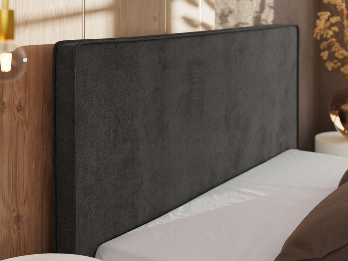 POLSTERBETT CORIVO CLASSIC 200/200 - Dunkelgrau Velvet - Pocket-Matratze - Dunkelgrau/Schwarz, Kunststoff/Textil (200/200cm) - MKS