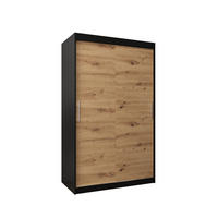 SCHWEBETÜRENSCHRANK 200/120/62 2-türig - Silberfarben/Schwarz, Holz/Kunststoff (120/200/62cm) - Abiks Möbel