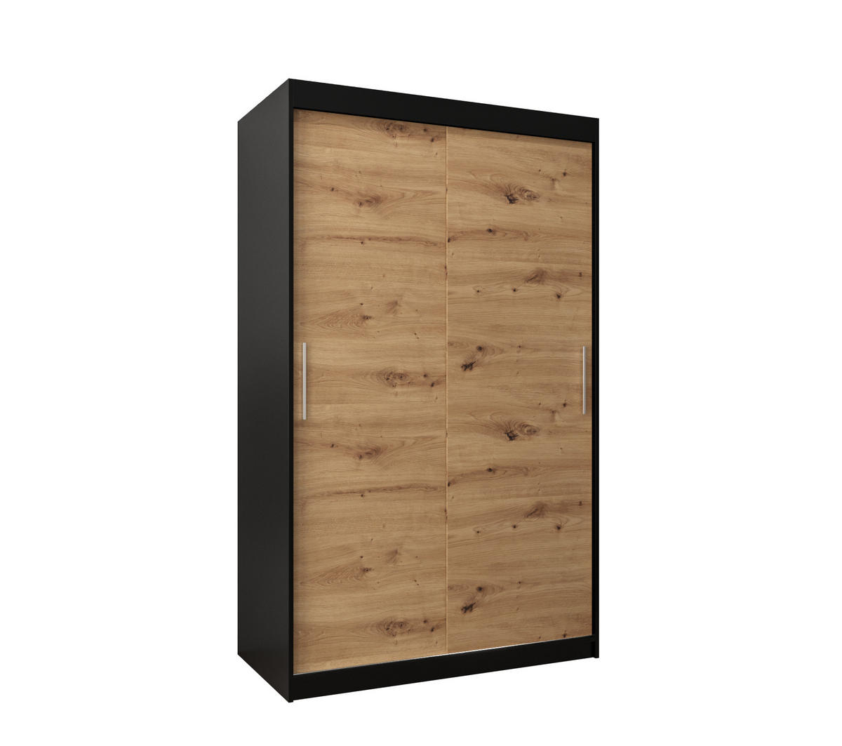 SCHWEBETÜRENSCHRANK 200/120/62 2-türig - Silberfarben/Schwarz, Holz/Kunststoff (120/200/62cm) - Abiks Möbel