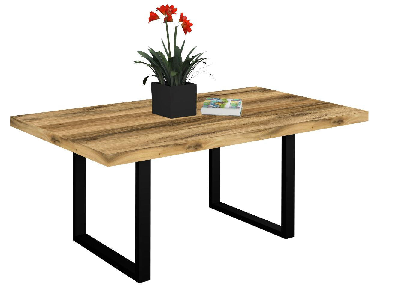 ESSTISCH Elgin 3 210x80x100 Metall+Holzwerkstoff Schwarz/Plankeneiche - Alteiche/Schwarz, Holzwerkstoff (210/100/80cm) - 58aufmkessel