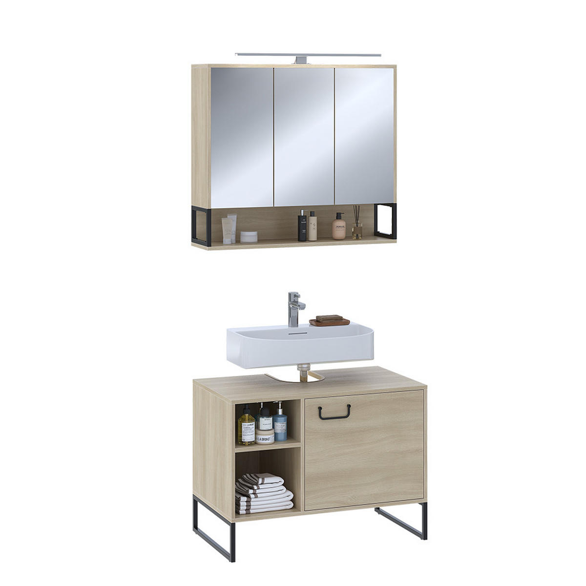 KOUPELNOVÝ NÁBYTEK Vionna Dub/černá - černá/barva dubu, kompozitní dřevo (80/60/45.5cm) - Vicco