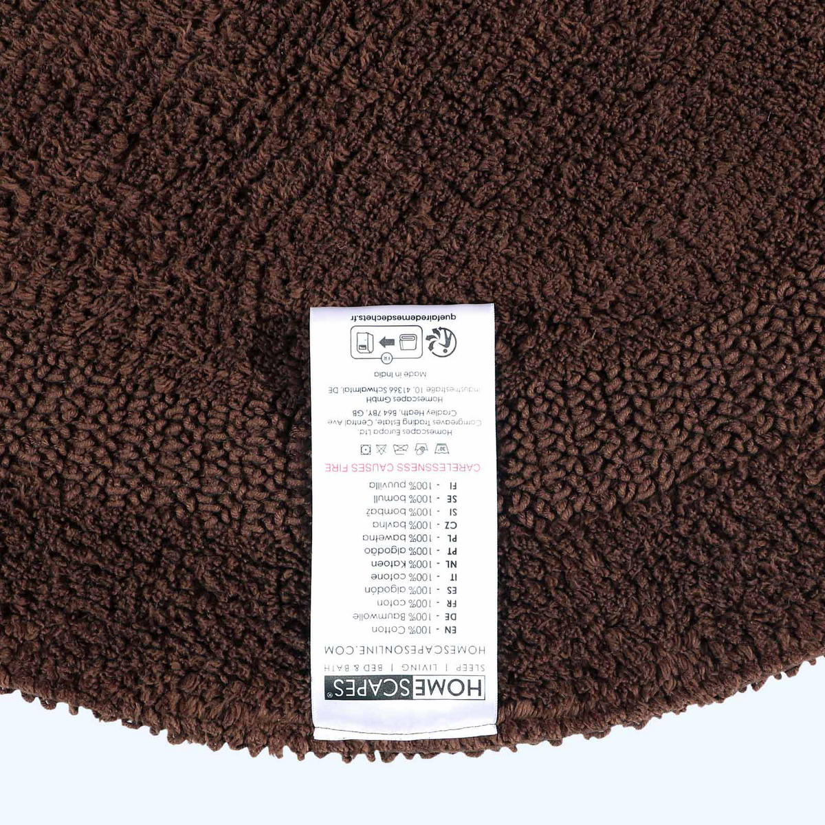 BADEMATTE 80 cm rund, 100% Baumwolle, wendbar - Braun, Textil (80/80cm) - Homescapes