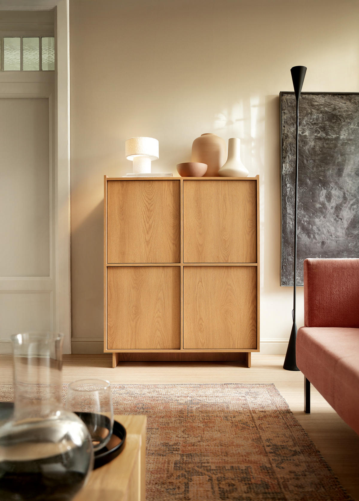 SIDEBOARD YARKER KOM3 Eiche - Eichefarben, Glas/Holzwerkstoff (98/124/39cm) - Komodee