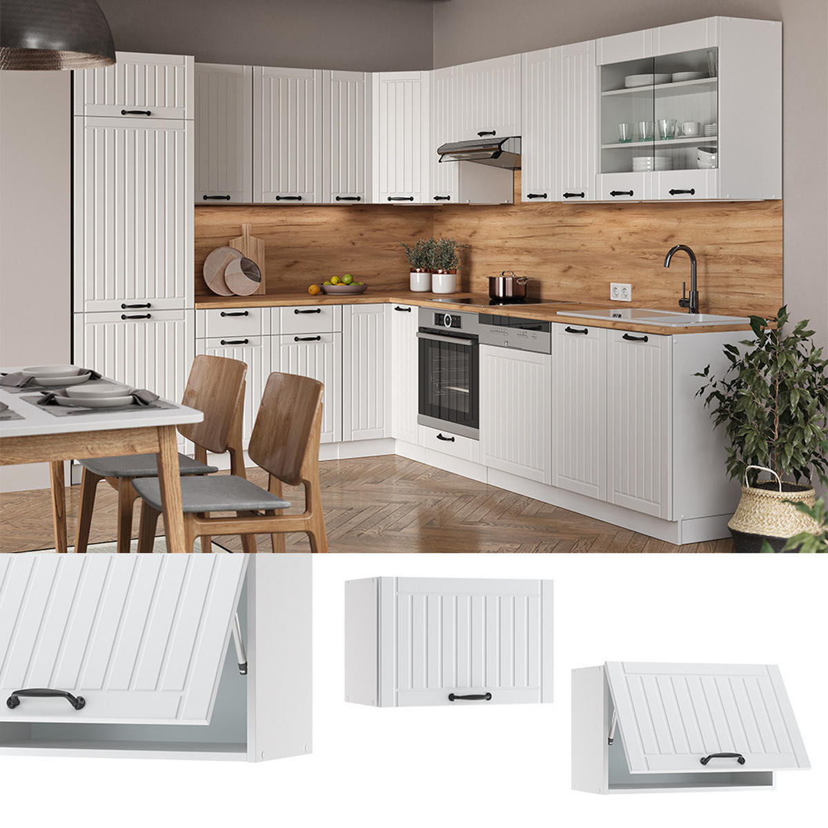 HÄNGESCHRANK Fame-Line Weiß Landhaus 60 cm Flach - Weiß, Holzwerkstoff (60/40/34.1cm) - Vicco