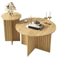 COUCHTISCH aus MDF und Spanplatte Ø76x50 & Ø40x56,5 cm in Natur - Naturfarben, Holzwerkstoff (76/76/50cm) - Modfu