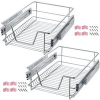 TELESKOPSCHUBLADE 2er Set, einfache Montage,grau - Grau, Metall (37/14/44cm) - tectake