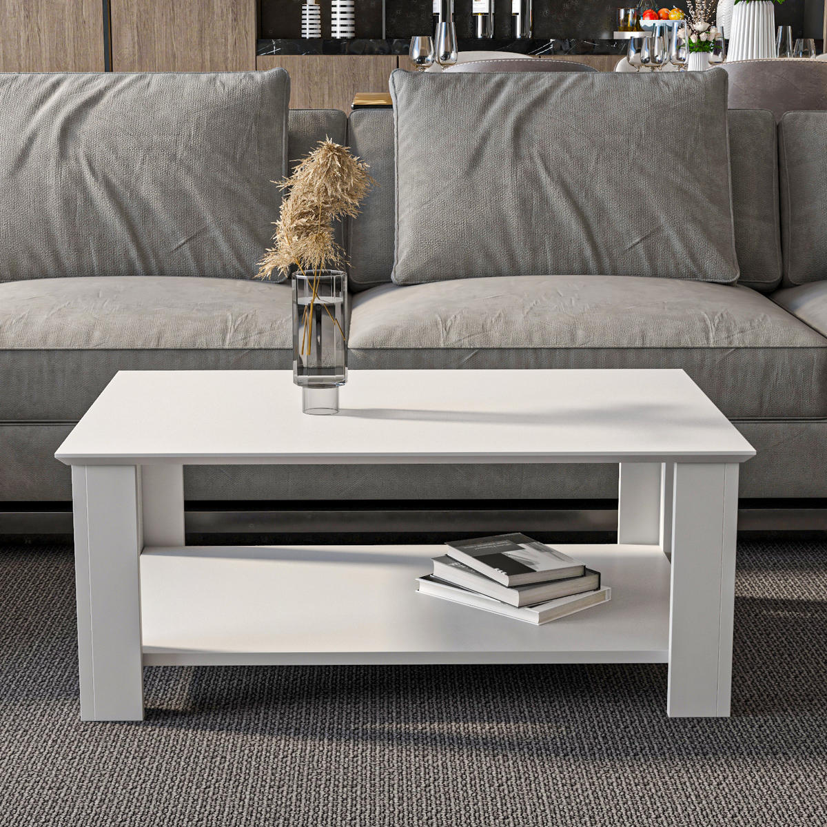 COUCHTISCH Leroy Weiß - Weiß, Holzwerkstoff (90/60/37cm) - Decorotika