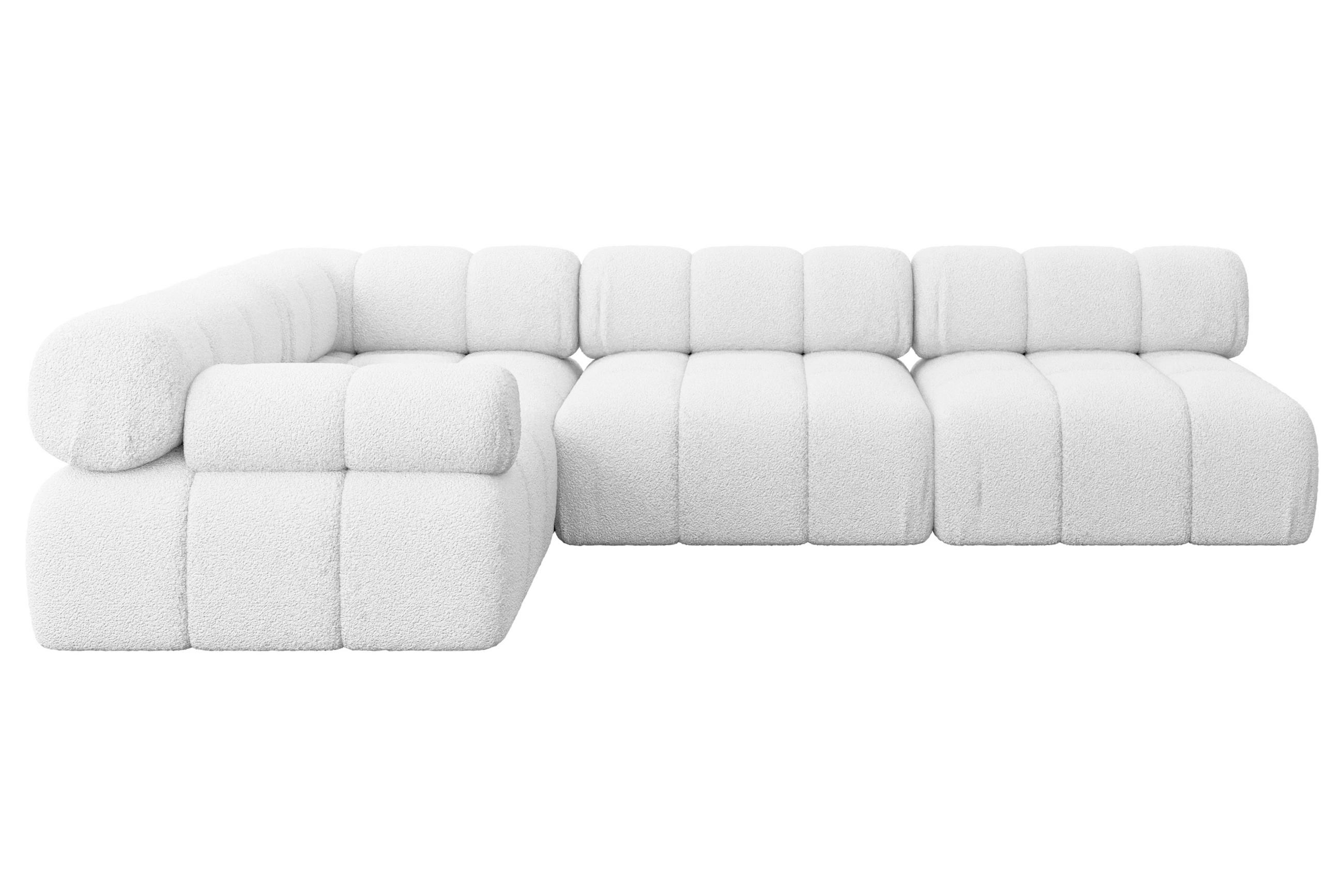 ECKSOFA modulares Sofa Mende-L2 - 285x190x70 cm Weiß Bouclé - Weiß, Holzwerkstoff/Textil (285/190cm) - ALTDECOR