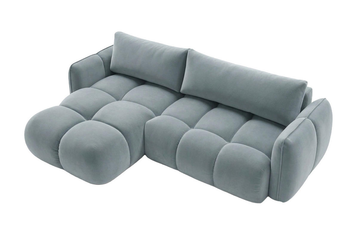 ECKSOFA L-Form Mit Schlaffunktion, Veloursstoff Bluvel, Blaugrau, Links, BELVEDER L - Blaugrau, Holz (250/168cm) - Kaiser Möbel