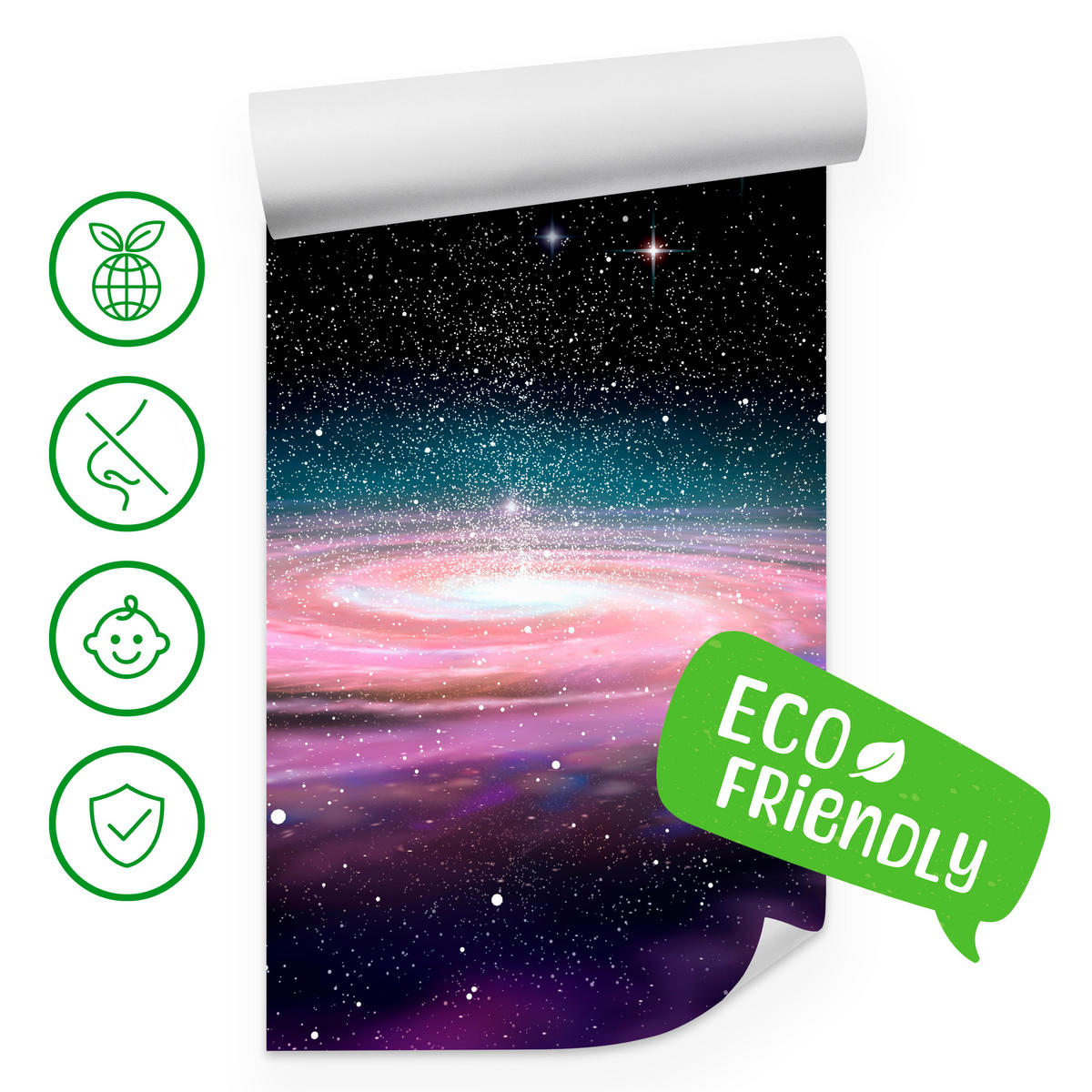 FOTOTAPETE für Jugendzimmer Spirale Sterne Galaxie Kosmos 400x280 - Violett/Schwarz, Papier (400/280cm) - Muralo