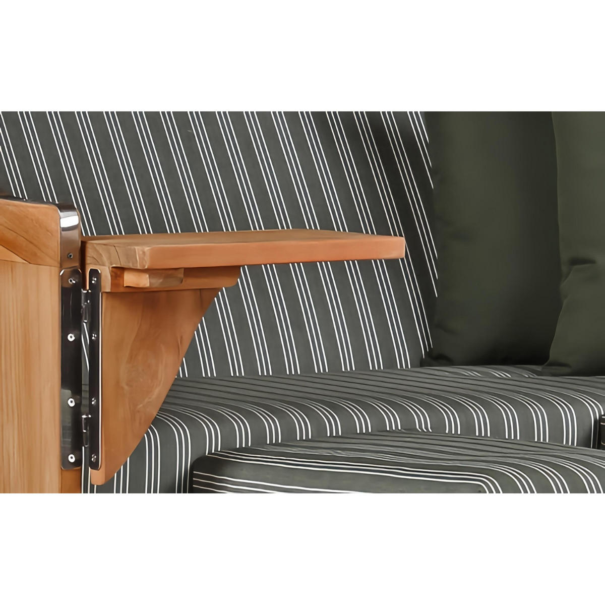 STRANDKORB Düne 2-Sitzer Teak Shell - Braun/Grün, Holz/Metall (125/170/80cm) - Mr. Deko