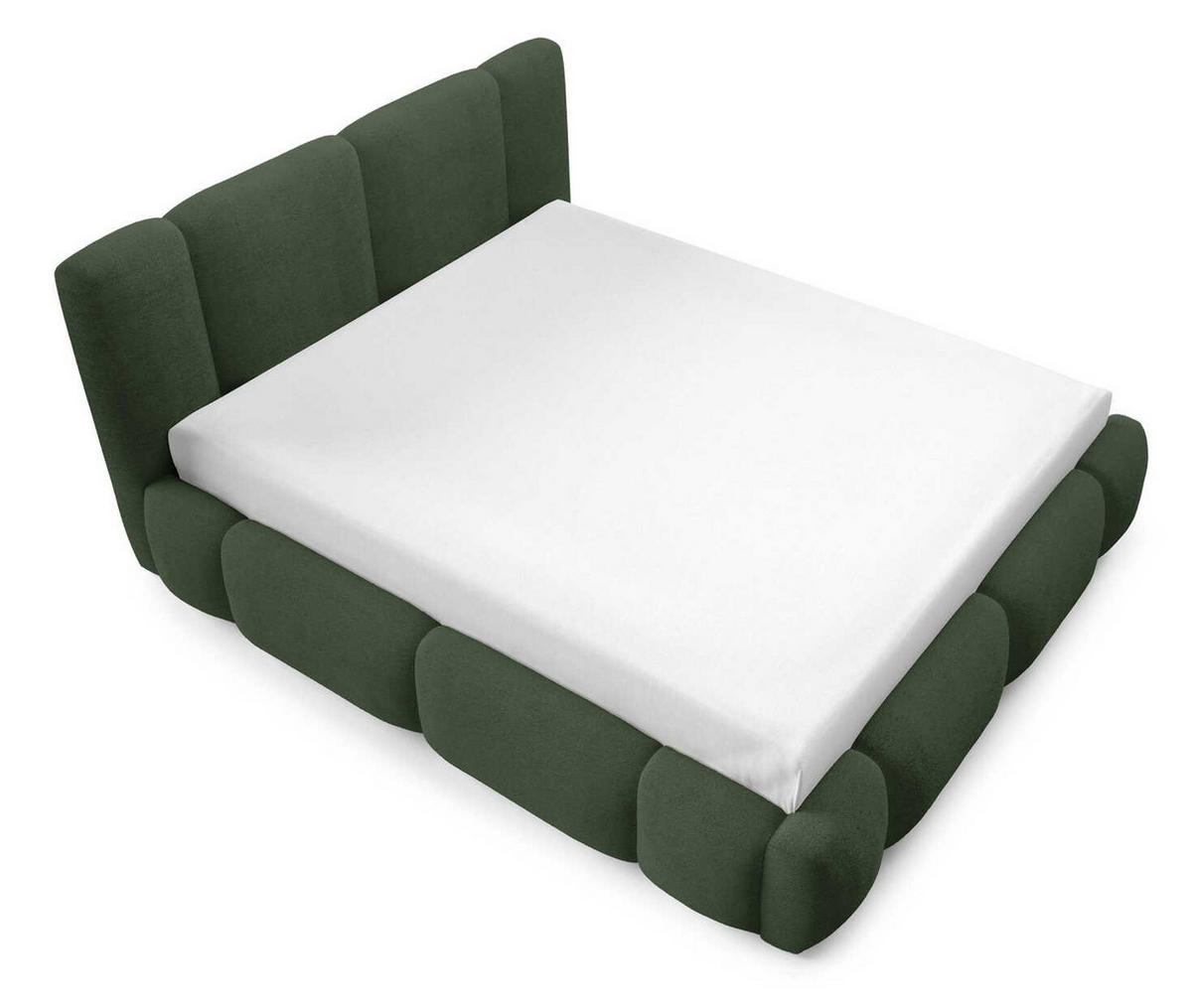 DOPPELBETT 160x200 Avelin mit Bettkasten, LED, Bouclé, Grün - Grün, Holz/Metall (160/200cm) - Emporius