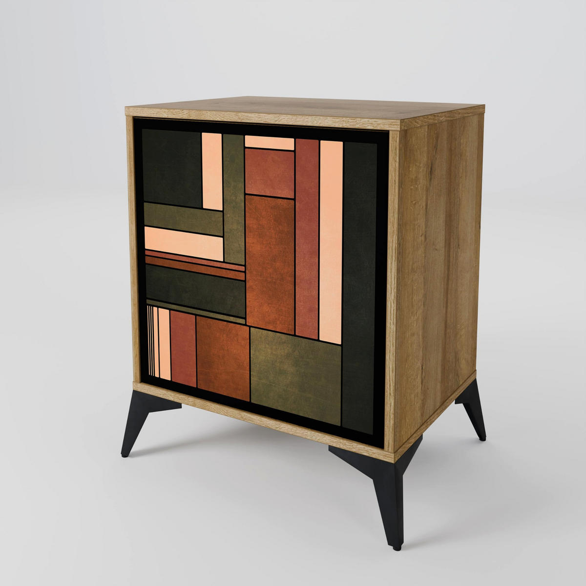 SIDEBOARD FIGURES OF NATURE, Eichefarben, 57,5x42x77,5 cm, Schräge Buchenholzfüße - Eichefarben/Buchefarben, Holzwerkstoff/Buchenholz (57.5/77.5/42cm) - SpaceRebels
