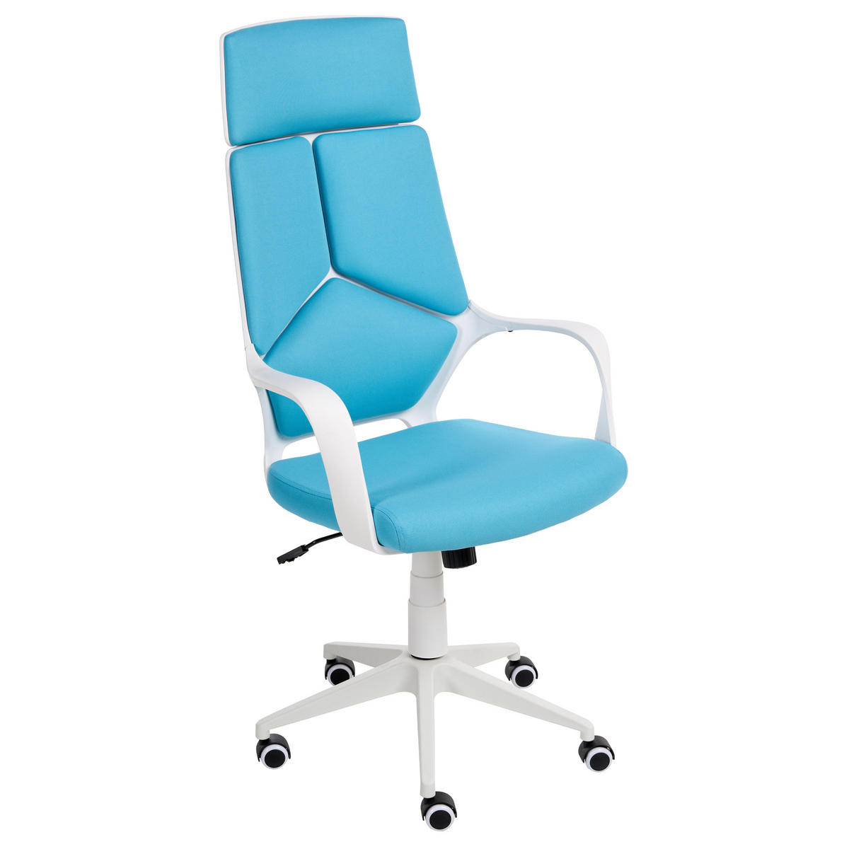 BÜROSTUHL Blau Delight - Blau/Weiß, Textil (64/116/64cm) - Beliani