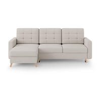 ECKSCHLAFSOFA Vinci mit universelle Ottomane, Beige - Beige/Buchefarben, Textil (236/151cm) - Beautysofa