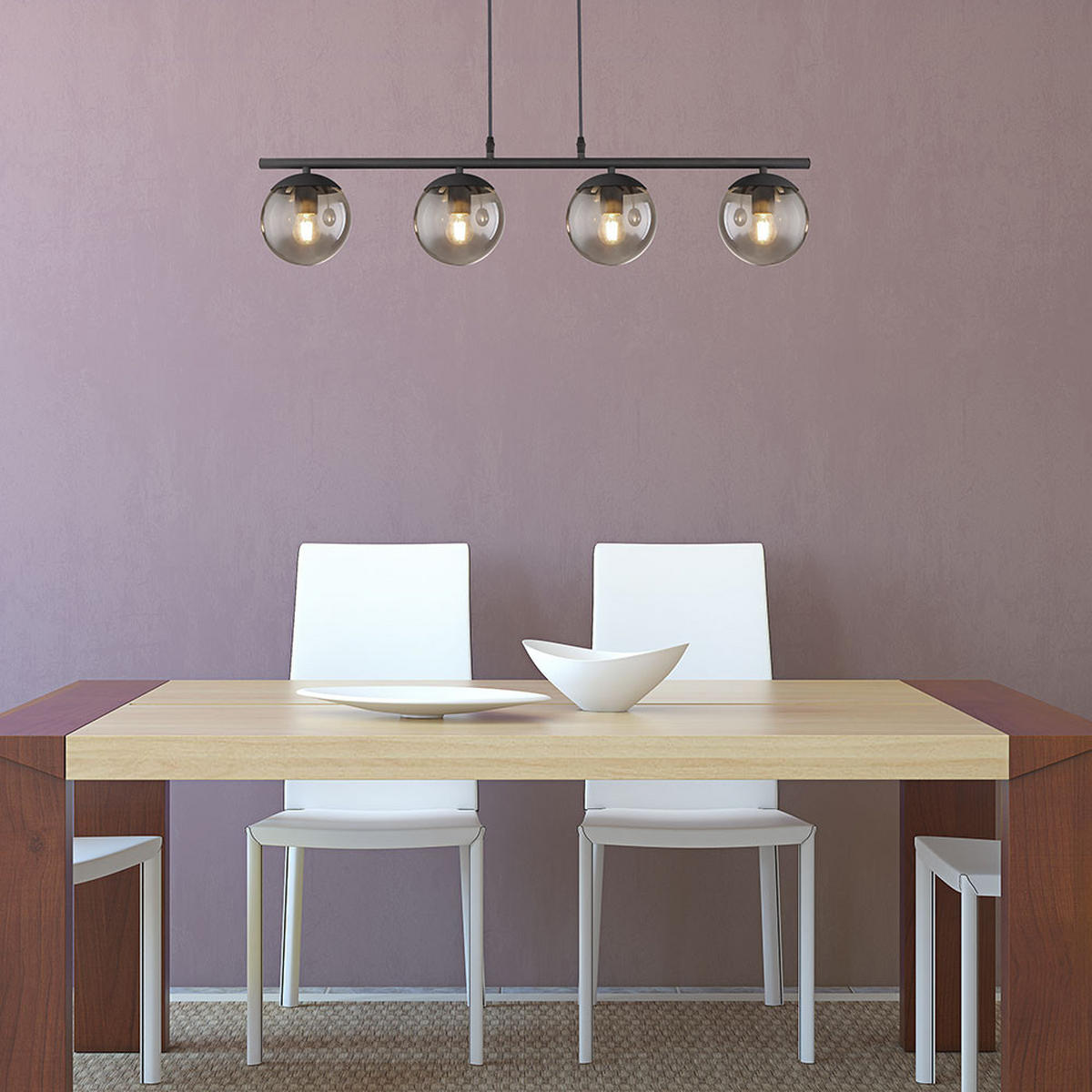 LED HÄNGELEUCHTE Glas Schwarz Matt - Schwarz, Glas (90/15/120cm) - Globo Lighting