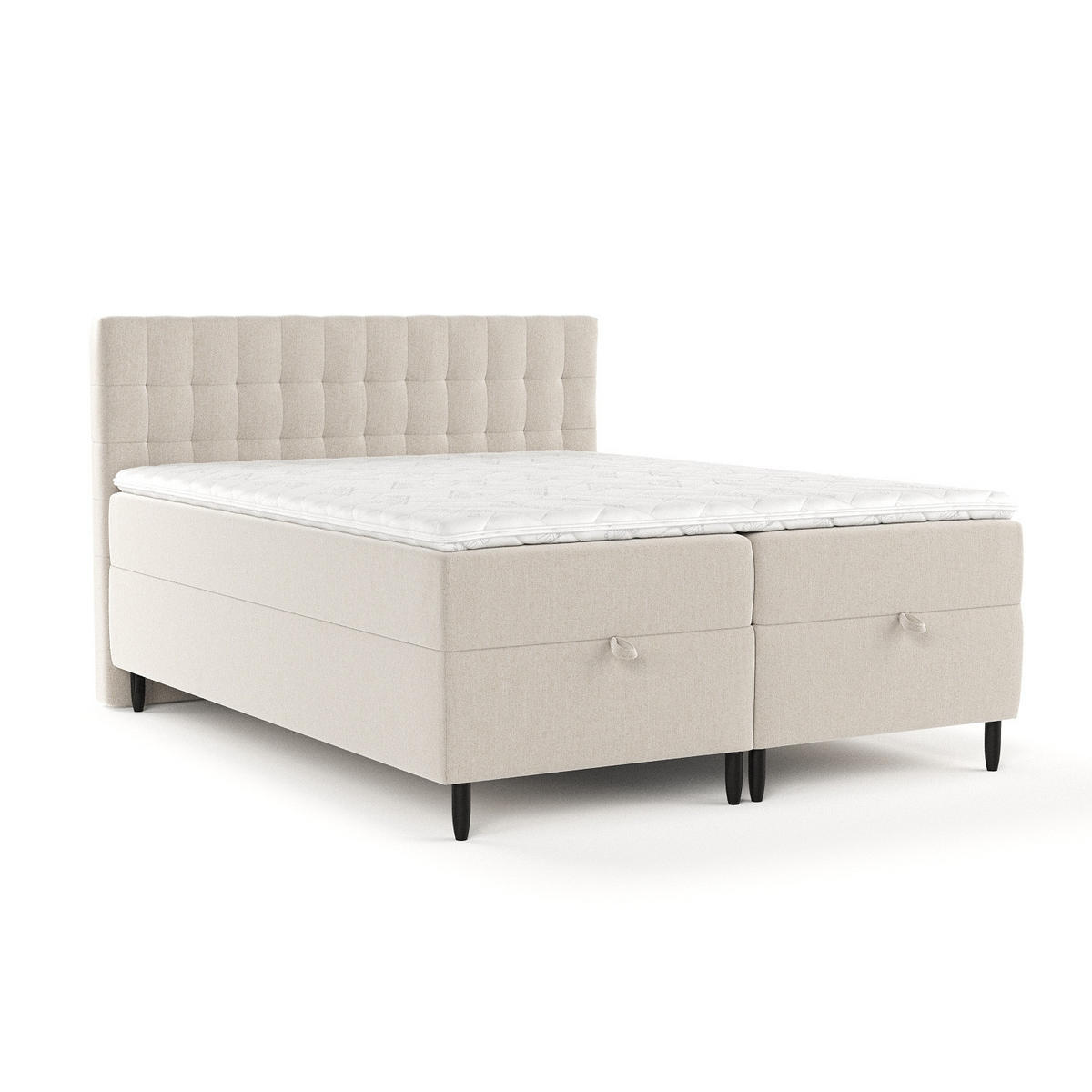 BOXBETT Milo Beige 160/200 cm - Beige/Schwarz, Holz/Holzwerkstoff (160/200cm) - Maison de Reve