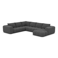 WOHNLANDSCHAFT Casaluna U-Form Graphite Bouclestoff - Graphitfarben, Kunststoff (338/88/267cm)