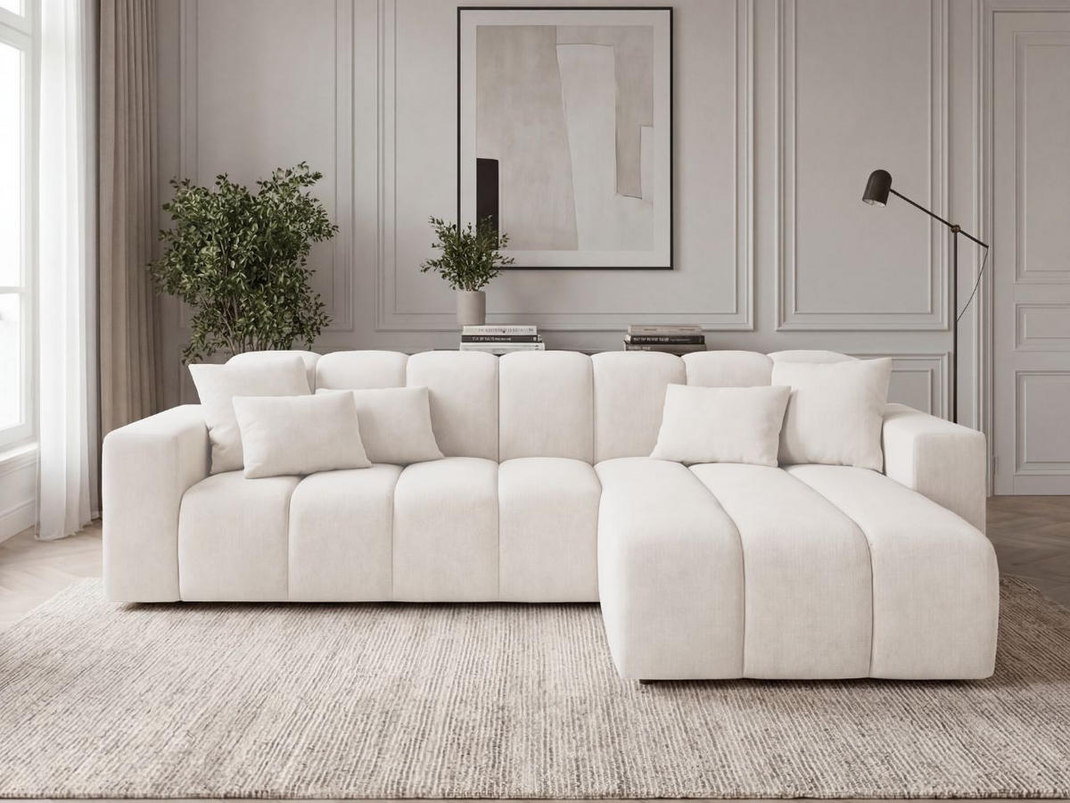 ECKSOFA Nork Creme Rechts - Creme, Holz/Textil (265/180cm) - Graingold