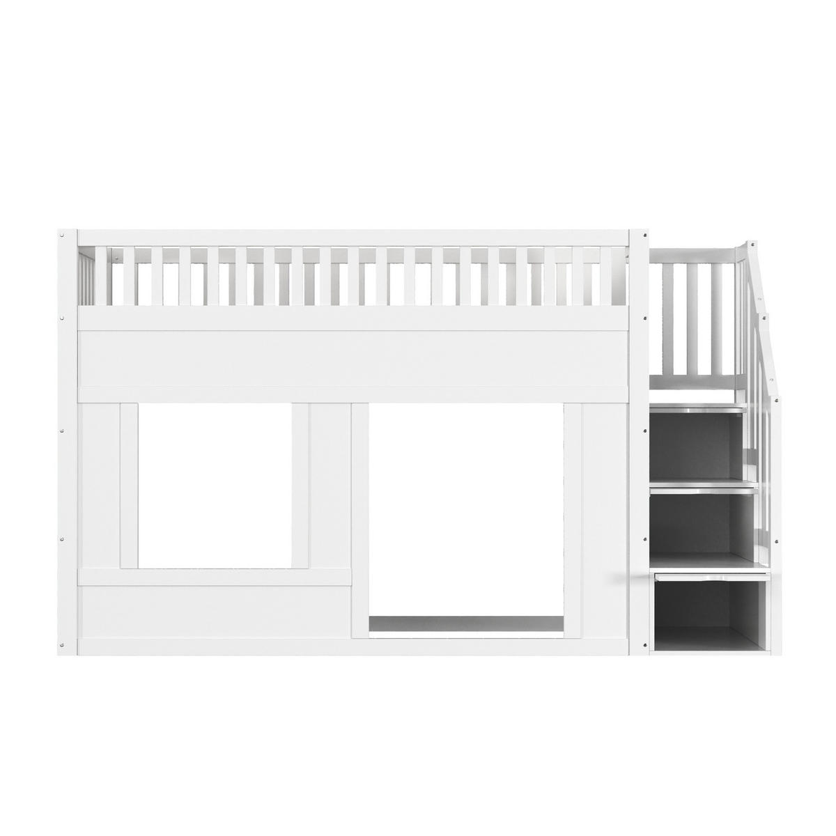 HOCHBETT 90/200 cm mit Treppenschrank, Stauraum und umbaubarem Spielbereich, Weiß - Weiß, Holzwerkstoff (90/200cm) - Redom