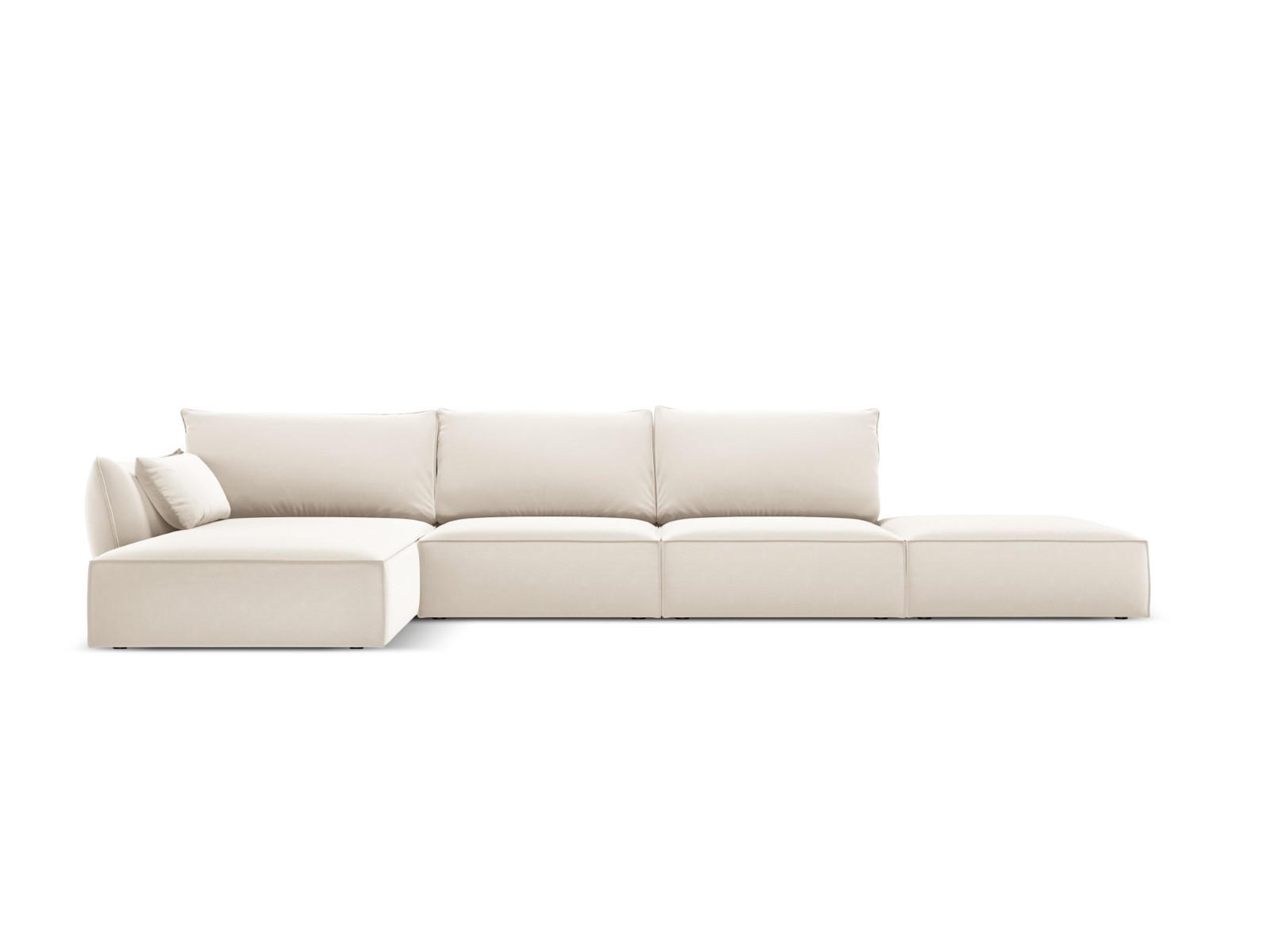 ECKSOFA links Kaelle aus Samt leichtes beige 5 Sitzplätze - Creme, Textil (171/364cm) - Micadoni